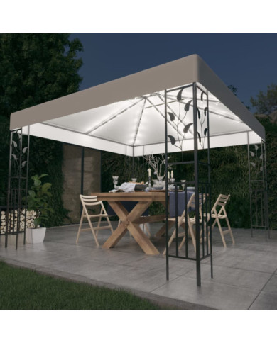 Tonnelle avec guirlande lumineuse à LED 3x3 m Blanc | Mobilier & Déco