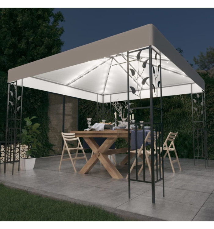 Tonnelle avec guirlande lumineuse à LED 3x3 m Blanc | Mobilier & Déco