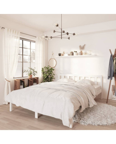 Cadre de lit sans matelas blanc bois massif 120x200 cm | Mobilier & Déco