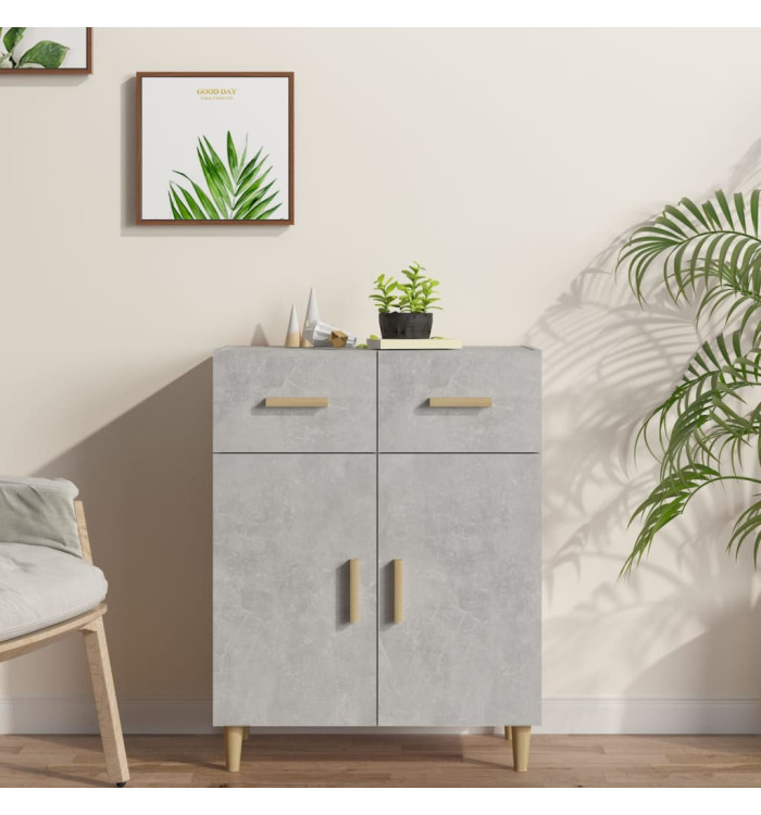 Buffet gris béton 69,5x34x89 cm bois d'ingénierie | Mobilier & Déco