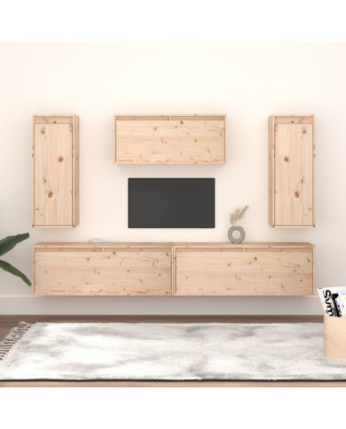 Meubles TV 5 pcs Bois massif de pin | Mobilier & Déco