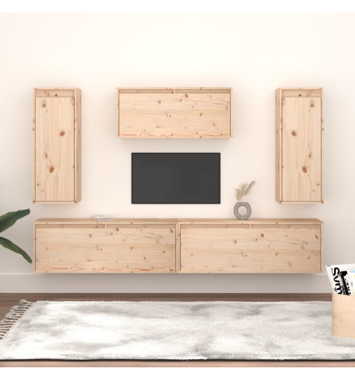 Meubles TV 5 pcs Bois massif de pin | Mobilier & Déco