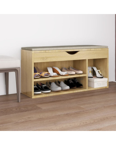 Banc à chaussures avec coussin Chêne Sonoma Bois d'ingénierie | Mobilier & Déco