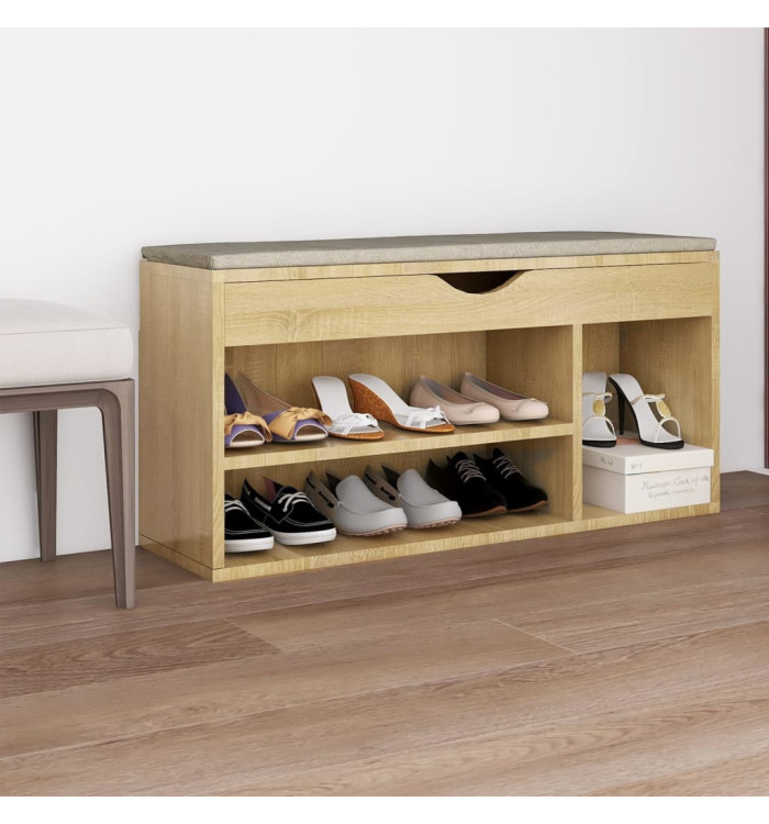 Banc à chaussures avec coussin Chêne Sonoma Bois d'ingénierie | Mobilier & Déco