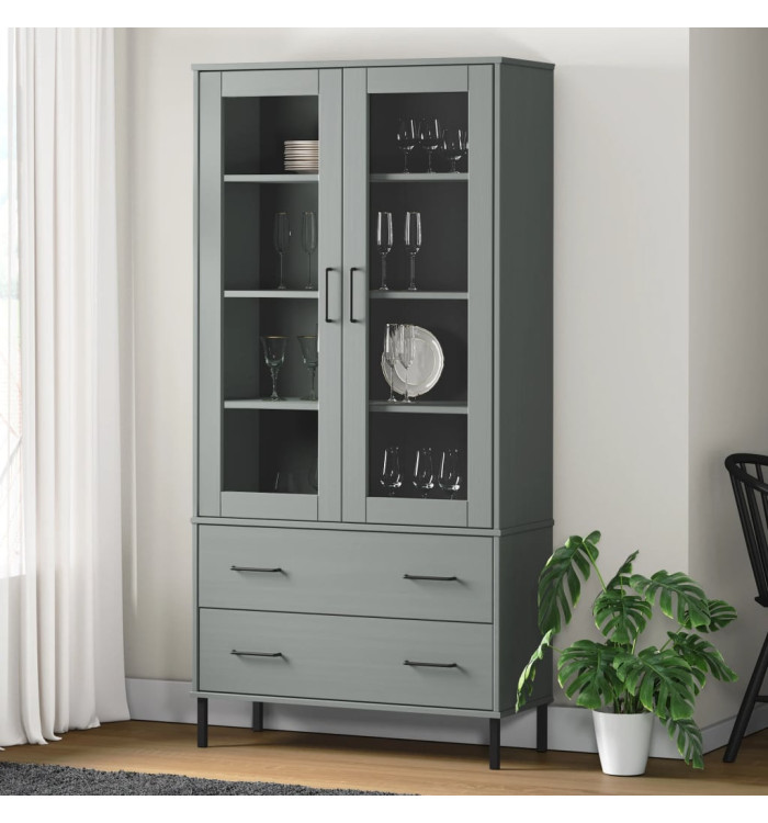 Bibliothèque avec pieds en métal Gris 85x35x172,5 cm Bois OSLO | Mobilier & Déco