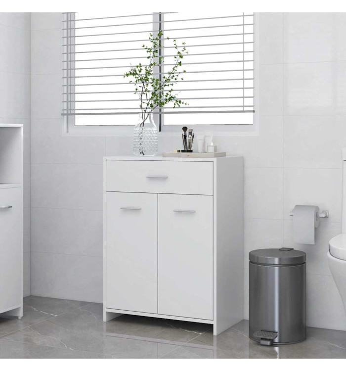 Armoire de salle de bain blanc 60x33x80 cm bois d’ingénierie | Mobilier & Déco