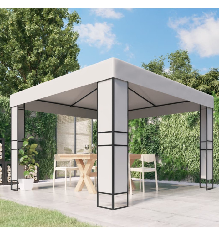 Tonnelle avec toit double 3x3 m Blanc | Mobilier & Déco