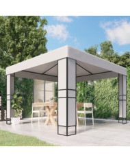 Tonnelle avec toit double 3x3 m Blanc | Mobilier & Déco