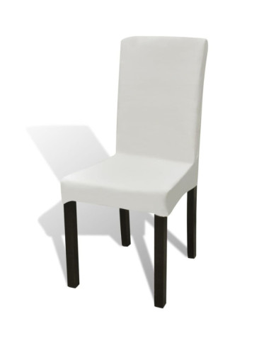 Housses de chaise élastiques droites 6 pcs Crème | Mobilier & Déco