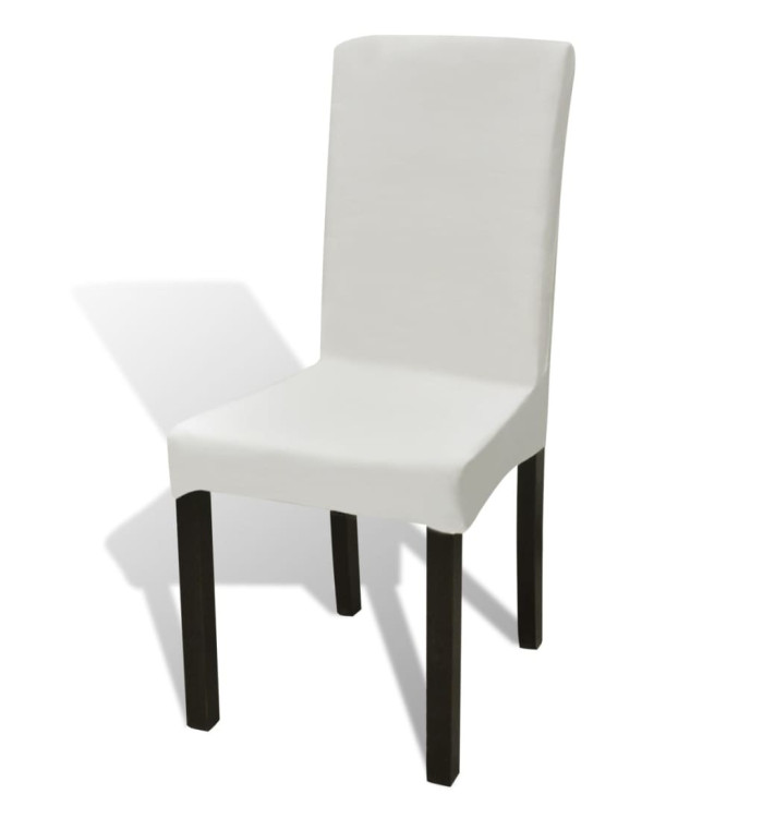 Housses de chaise élastiques droites 6 pcs Crème | Mobilier & Déco