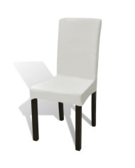 Housses de chaise élastiques droites 6 pcs Crème | Mobilier & Déco