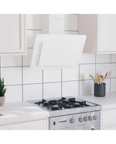 Hotte murale 60 cm Acier inoxydable et verre trempé Blanc | Mobilier & Déco