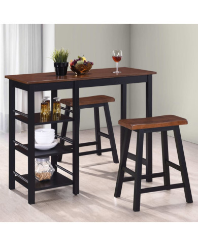 Assortiment de bar 3 pcs MDF Noir | Mobilier & Déco