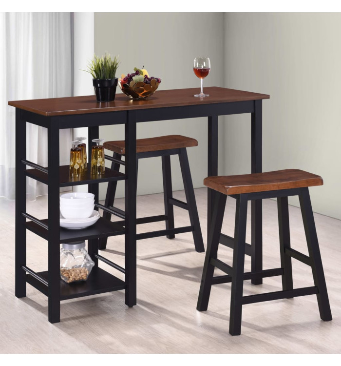 Assortiment de bar 3 pcs MDF Noir | Mobilier & Déco