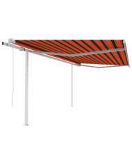 Auvent rétractable automatique et poteaux 4,5x3 m Orange marron | Mobilier & Déco