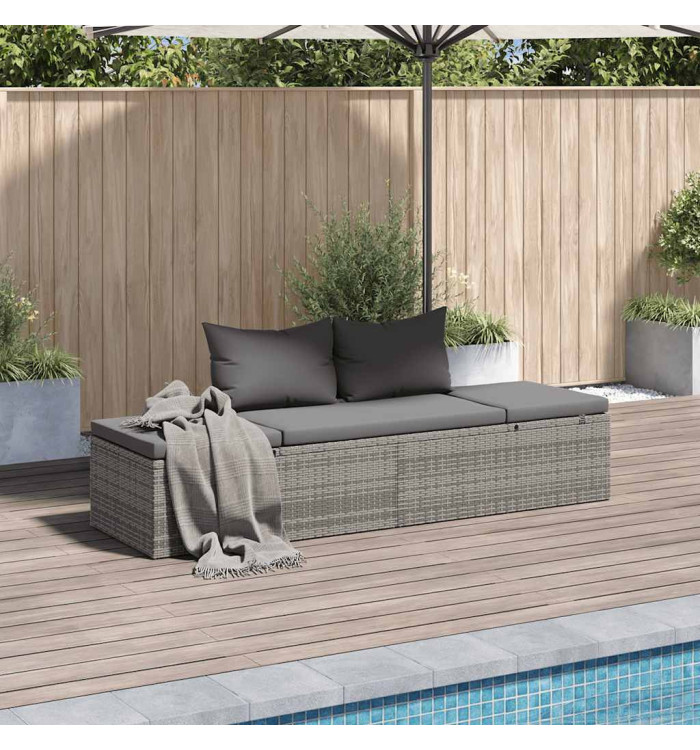 Lit de jardin Gris 195x60 cm Résine tressée | Mobilier & Déco