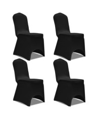 Housse de chaise extensible 4 pcs Noir | Mobilier & Déco