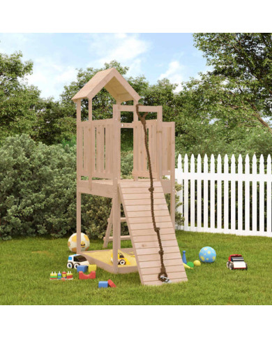 Maisonnette de jeu avec mur d'escalade bois massif de pin | Mobilier & Déco