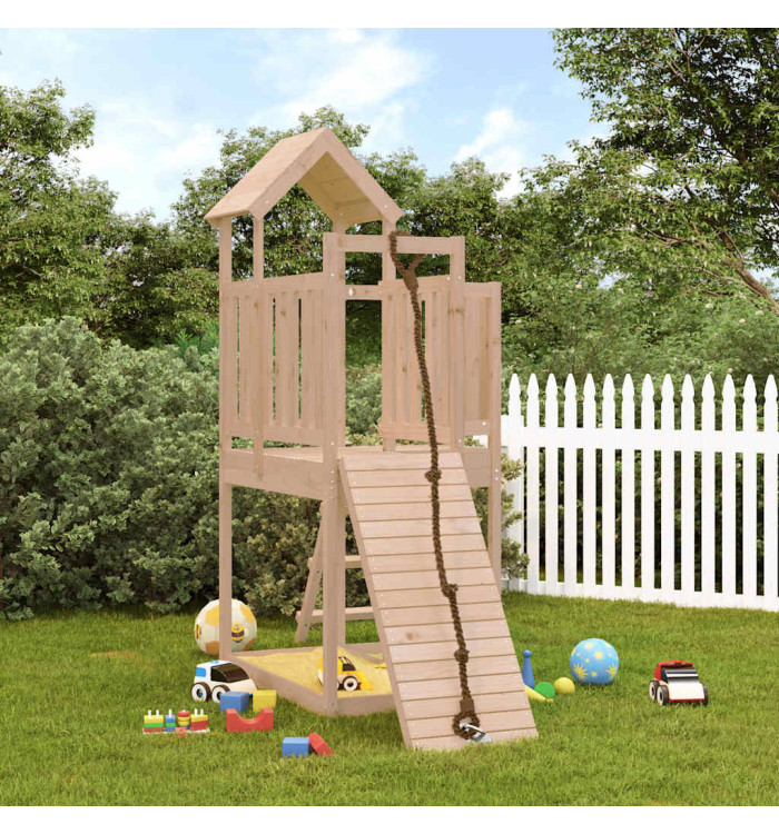 Maisonnette de jeu avec mur d'escalade bois massif de pin | Mobilier & Déco