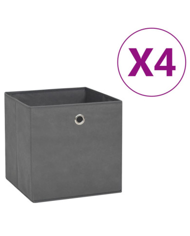 Boîtes de rangement 4 pcs Tissu intissé 28x28x28 cm Gris | Mobilier & Déco