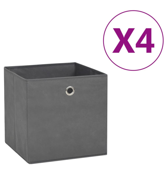 Boîtes de rangement 4 pcs Tissu intissé 28x28x28 cm Gris | Mobilier & Déco