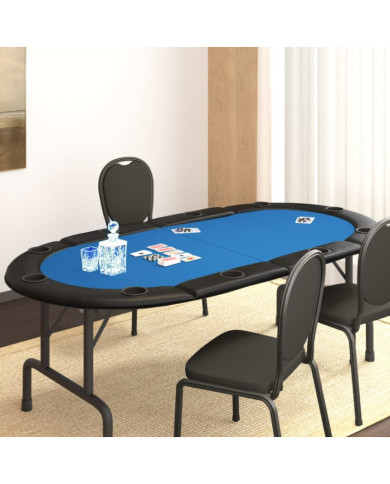 Dessus de table de poker pliable 10 joueurs Bleu 208x106x3 cm | Mobilier & Déco