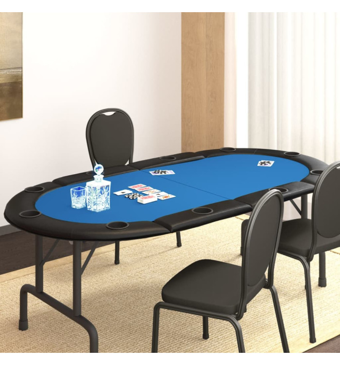 Dessus de table de poker pliable 10 joueurs Bleu 208x106x3 cm | Mobilier & Déco