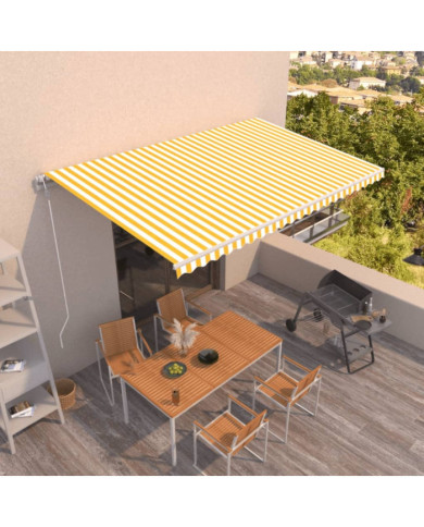 Auvent rétractable automatique 500x350 cm Jaune et blanc | Mobilier & Déco