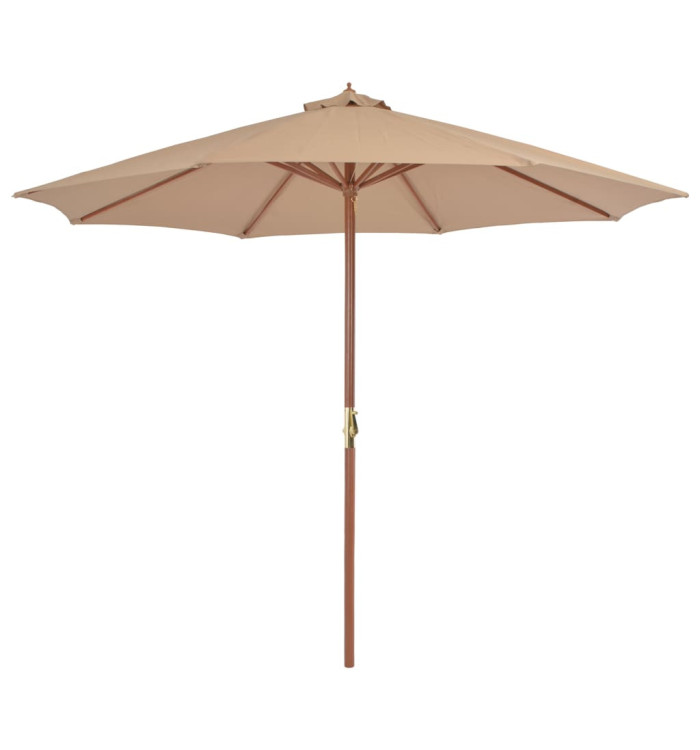 Parasol d'extérieur avec mât en bois 300 cm taupe | Mobilier & Déco