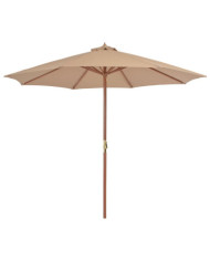 Parasol d'extérieur avec mât en bois 300 cm taupe | Mobilier & Déco