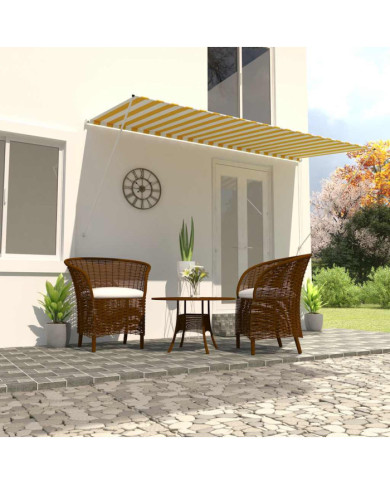 Auvent rétractable 400x150 cm Jaune et blanc | Mobilier & Déco