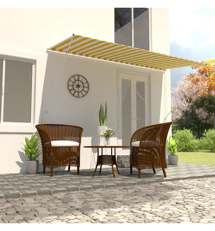 Auvent rétractable 400x150 cm Jaune et blanc | Mobilier & Déco