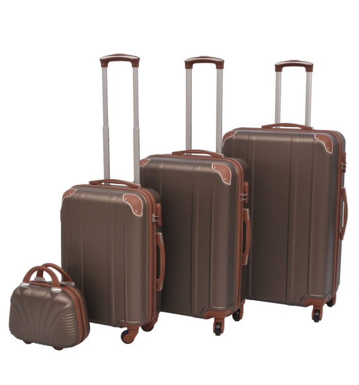 Ensemble de valises à roulettes quatre pièces couleur café | Mobilier & Déco