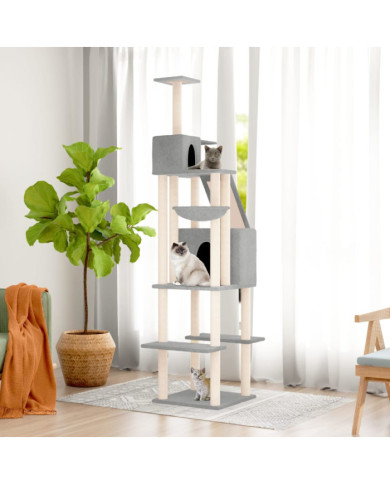 Arbre à chat avec griffoirs en sisal Gris clair 201 cm | Mobilier & Déco