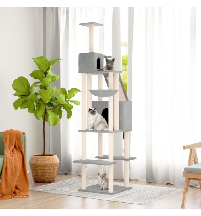 Arbre à chat avec griffoirs en sisal Gris clair 201 cm | Mobilier & Déco