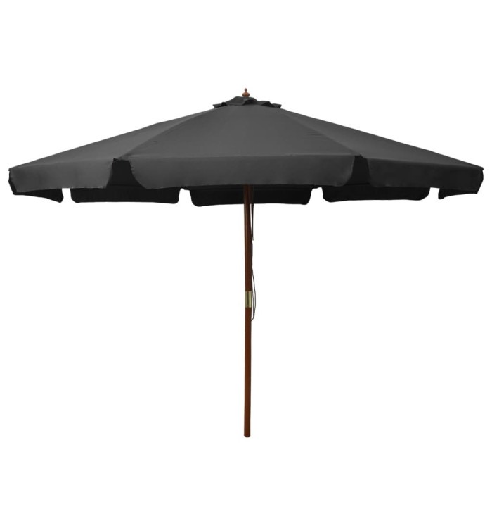 Parasol d'extérieur avec mât en bois 330 cm Anthracite | Mobilier & Déco
