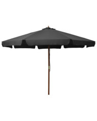 Parasol d'extérieur avec mât en bois 330 cm Anthracite | Mobilier & Déco