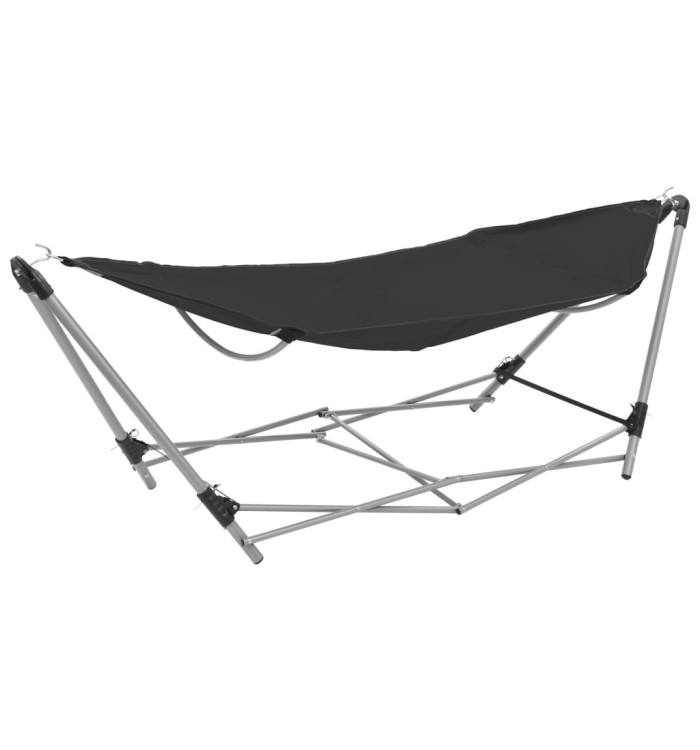 Hamac avec support pliable Noir | Mobilier & Déco