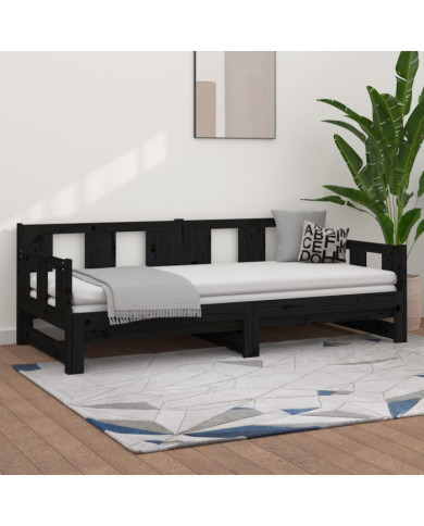 Lit coulissant sans matelas noir 2x(80x200)cm | Mobilier & Déco