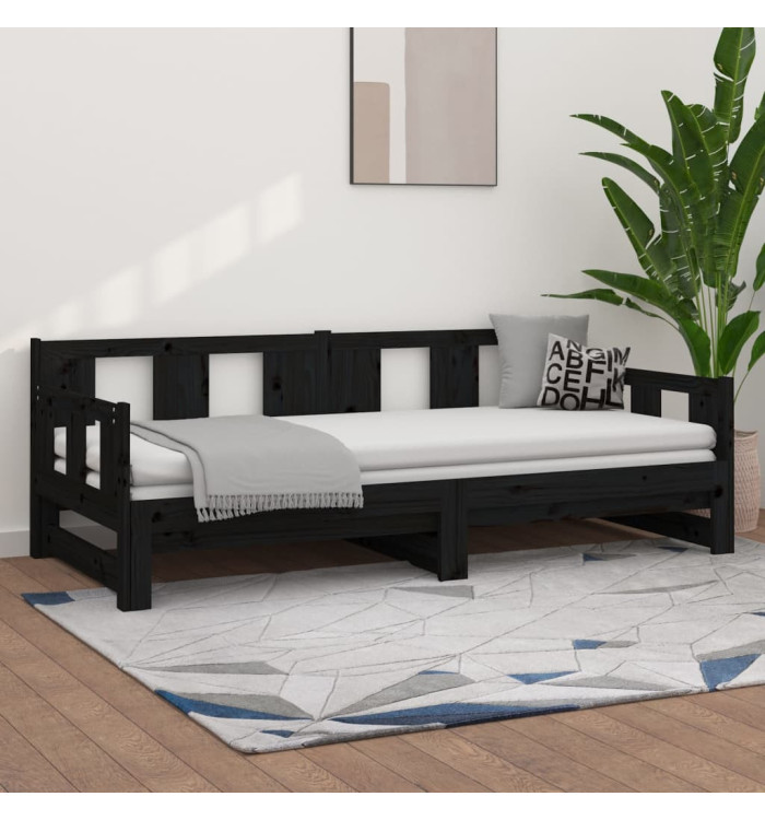 Lit coulissant sans matelas noir 2x(80x200)cm | Mobilier & Déco