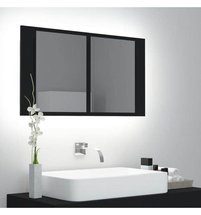 Armoire à miroir de salle de bain LED Noir 80x12x45 Acrylique | Mobilier & Déco