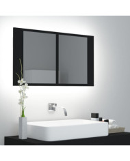 Armoire à miroir de salle de bain LED Noir 80x12x45 Acrylique | Mobilier & Déco