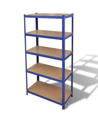 Étagère de rangement à 5 niveaux Bleu Acier et bois ingénierie | Mobilier & Déco