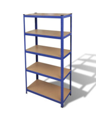 Étagère de rangement à 5 niveaux Bleu Acier et bois ingénierie | Mobilier & Déco