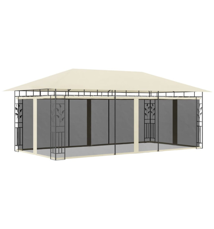 Belvédère avec moustiquaire 6x3x2,73 m Crème | Mobilier & Déco