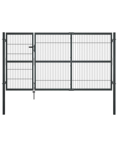 Portillon avec poteaux Acier 350 x 140 cm Anthracite | Mobilier & Déco
