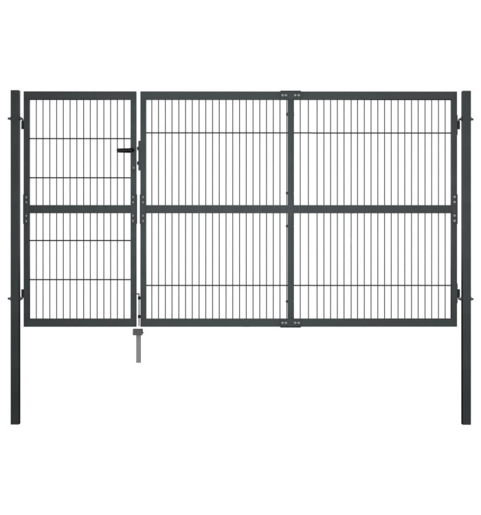 Portillon avec poteaux Acier 350 x 140 cm Anthracite | Mobilier & Déco
