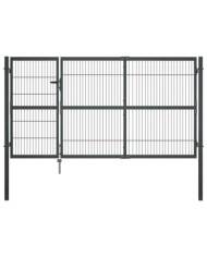Portillon avec poteaux Acier 350 x 140 cm Anthracite | Mobilier & Déco