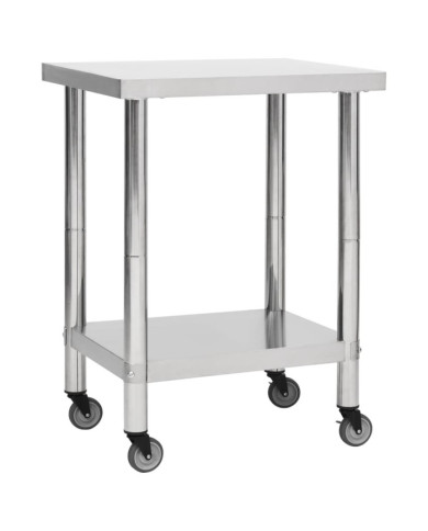 Table de travail de cuisine avec roues 80x45x85 cm Inox | Mobilier & Déco