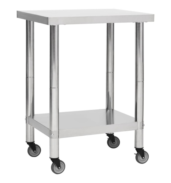 Table de travail de cuisine avec roues 80x45x85 cm Inox | Mobilier & Déco